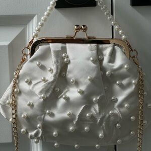 Ivory and pearl bridal clutch